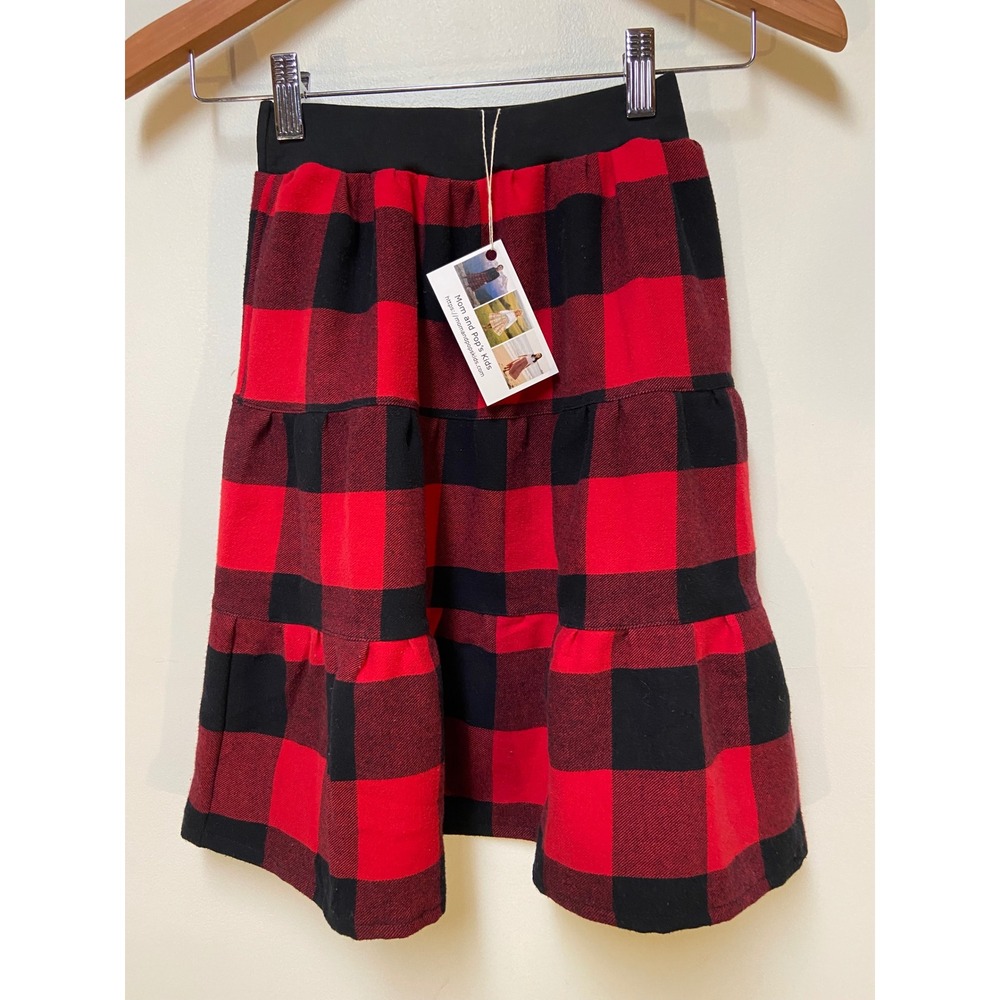 Girls Flannel Mom and Pop's Kids Maxi Skirt Sz 4 Red Black Buffalo Plaid Cotton